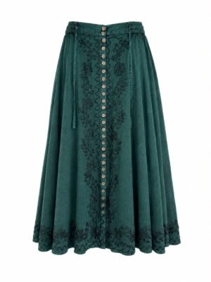 Button Front Flared Skirt